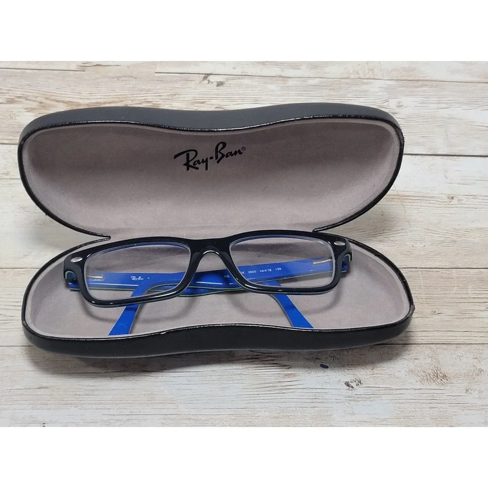 Ray-Ban RB1535 3600 Kids Eyeglasses Frames Black Blue 48-16-130 1132 w Hard Case